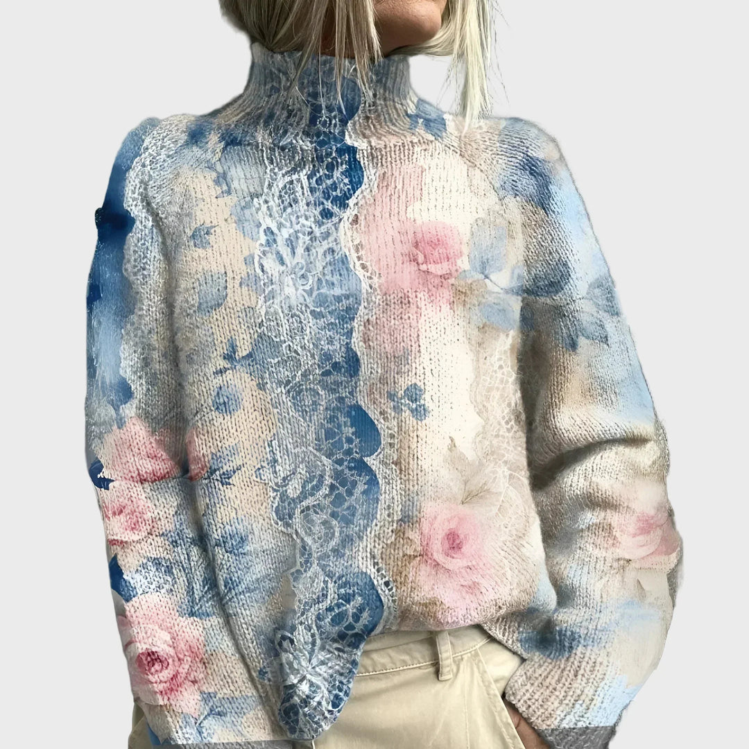 Dania – Pleteni džemper s elegantnim cvjetnim uzorkom