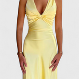 Lea Elegantna Haljina s Uvijenim Strukom i V-Izrezom