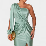 Andrea Asimetrična Haljina s Draperijom na Jednom Ramenu