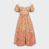 Valentina - Cvjetna haljina u koraljnoj boji