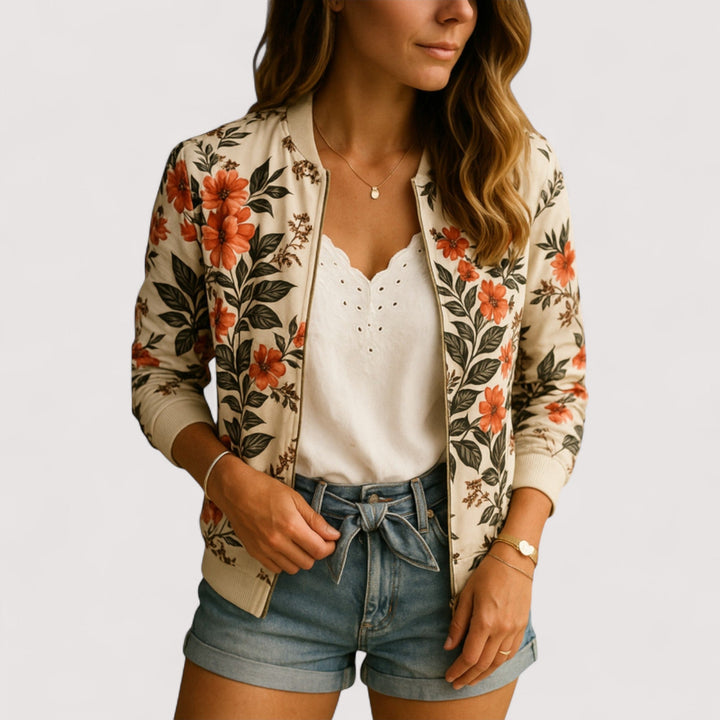 Lidia - Stilizirana bomber jakna s cvjetnim uzorkom