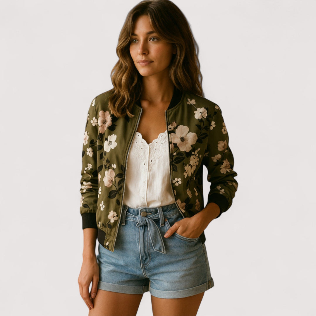 Lidia - Stilizirana bomber jakna s cvjetnim uzorkom