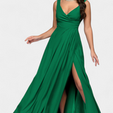 Tatjana Duga Haljina s Draperijom Sprijeda i Preklopljenim Izrezom