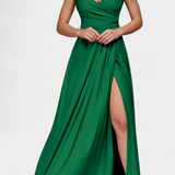 Tatjana Duga Haljina s Draperijom Sprijeda i Preklopljenim Izrezom