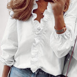 Simona – Šarmantna bluza s volanima i elegantnim izrezom