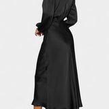 Marija Maxi Haljina s Visokim Ovratnikom i Cvjetnim Detaljima