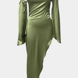 Franka Asimetrična Maxi Haljina s Jednim Rame i Oblikovanom Strukom