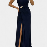 Emilija Maxi Haljina s Plisiranjem i Bočnim Izrezom