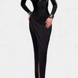 Jelena Haljina s Dugim Rukavima i Dubokim V Izrezom