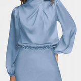 Marija Maxi Haljina s Visokim Ovratnikom i Cvjetnim Detaljima