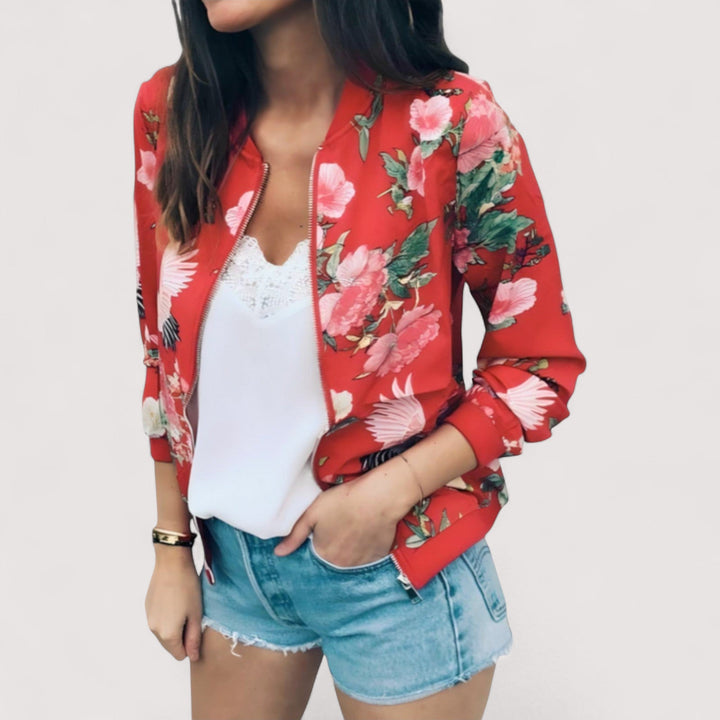 Lidia - Stilizirana bomber jakna s cvjetnim uzorkom