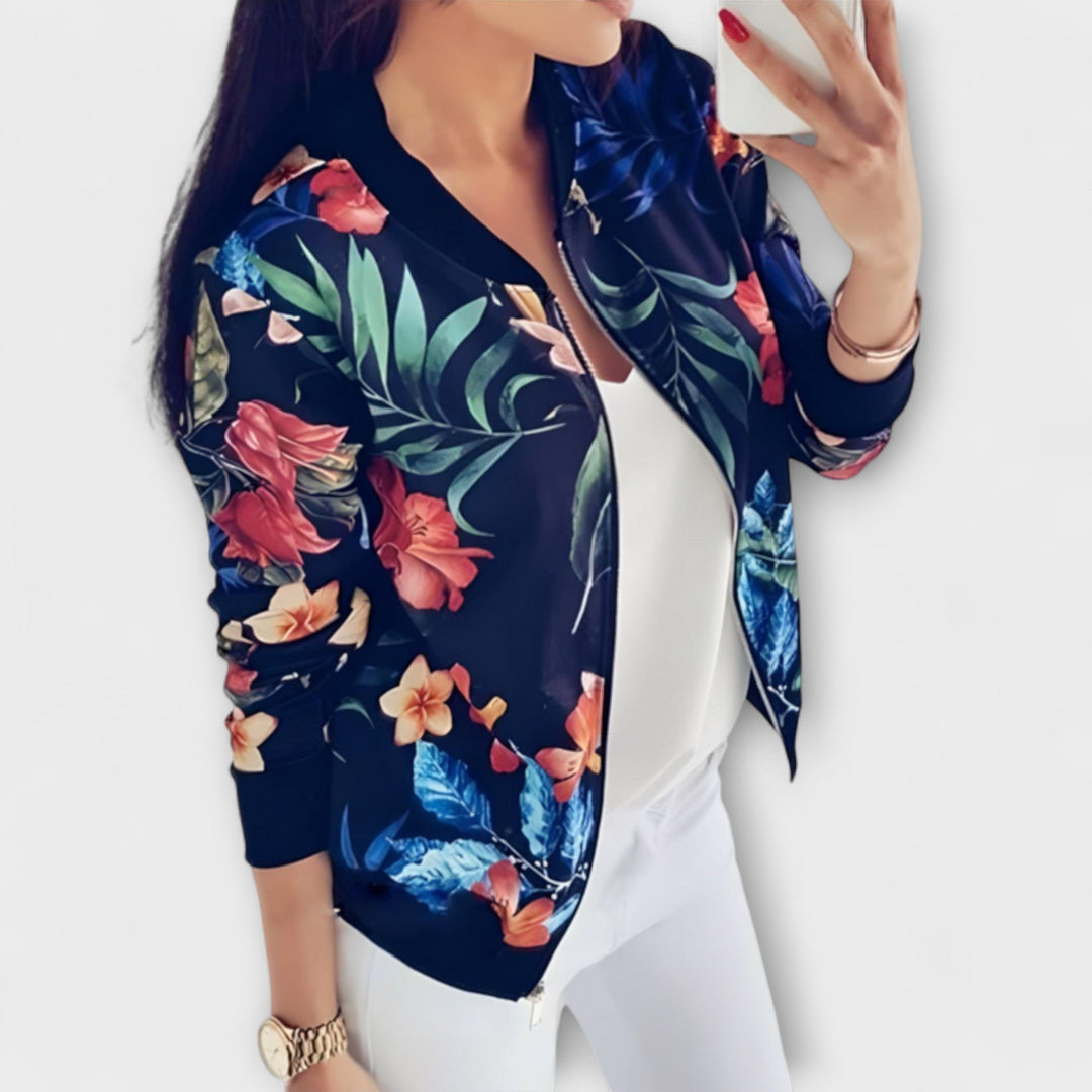Lidia - Stilizirana bomber jakna s cvjetnim uzorkom